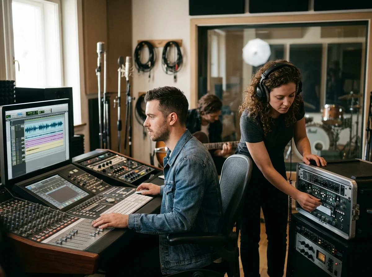 Music producer preparing a mastered track for release