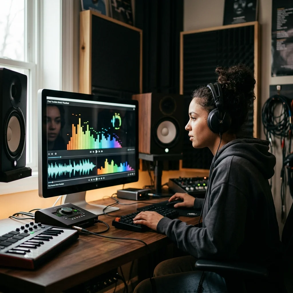 Sound designer analyzing BPM key and pitch before editing audio