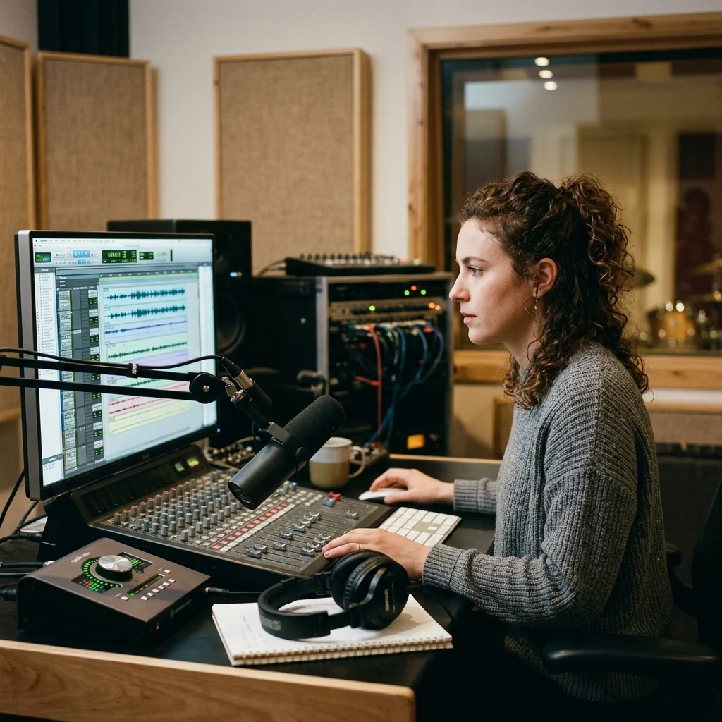 Music producer preparing a mastered track for release